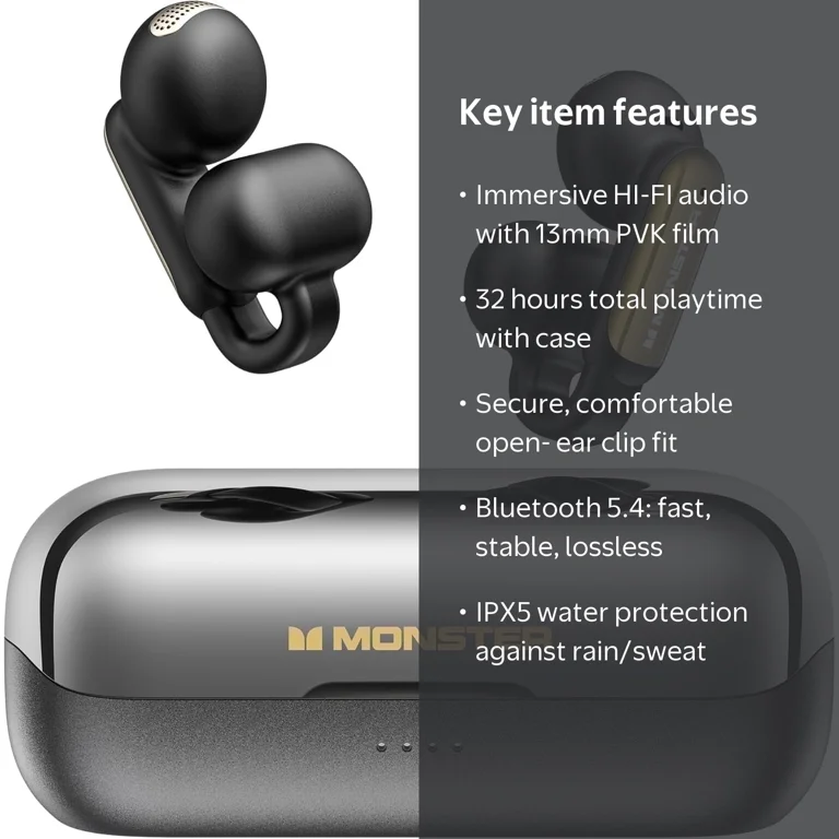 Monster Wireless Earbuds, Open Ear Noise Cancelling Bluetooth