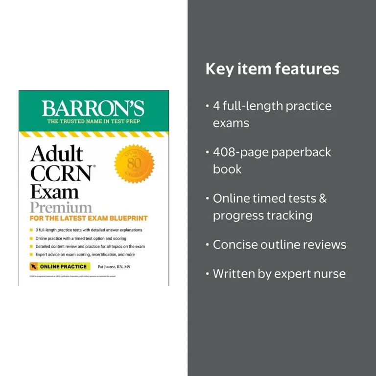 Barron's Adult CCRN Exam Premium, Comprehensive Review, 3 Practice