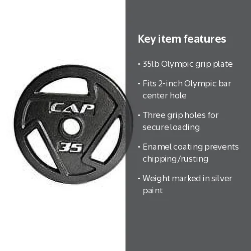 CAP Barbell, 35lb Olympic Grip Plate, Black - Walmart.com