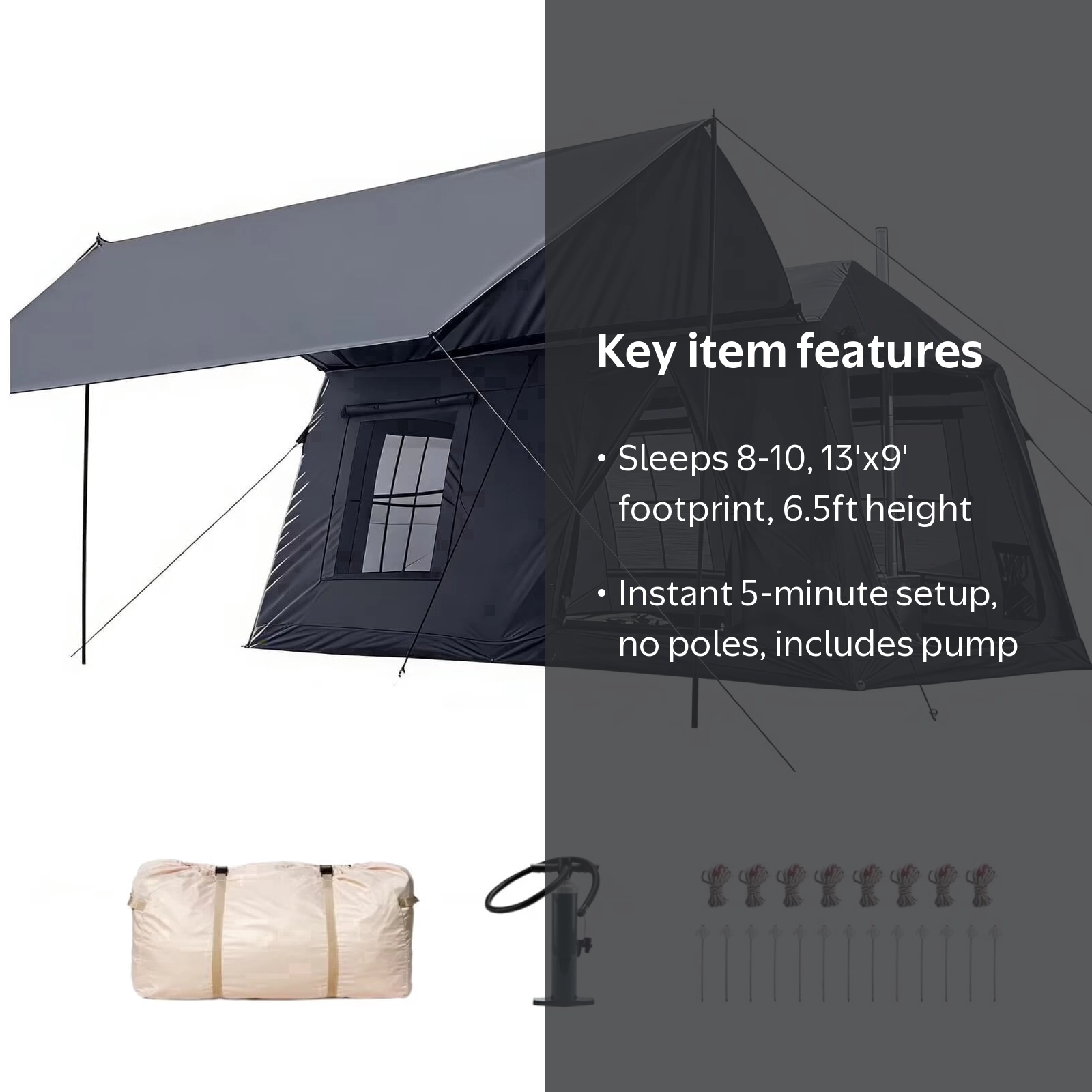 Lilypelle 8-10 Person Blow Up Inflatable Tent, with Removable