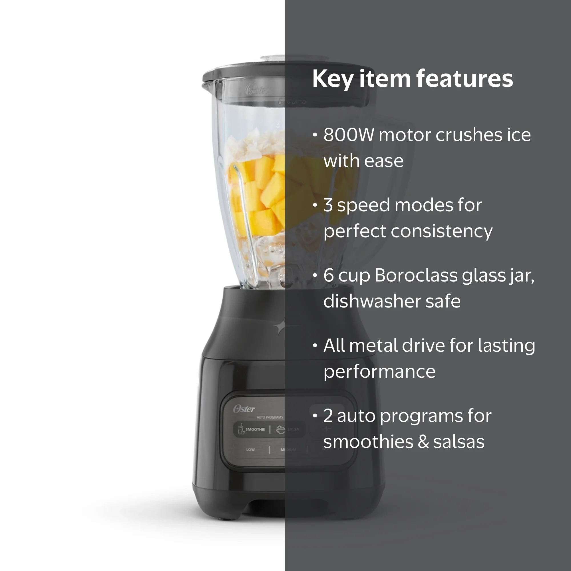Oster 6 Cup One Touch Kitchen Machine Blender with Glass Jar in
