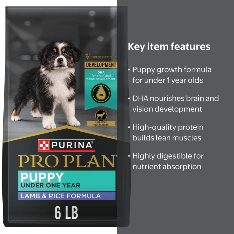 Purina Pro Plan Puppy Dry Food, High Protein Real Lamb & Rice, DHA