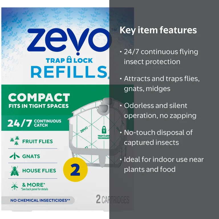 Zevo Compact Flying Insect Trap Refill, 2 Compact Cartridges