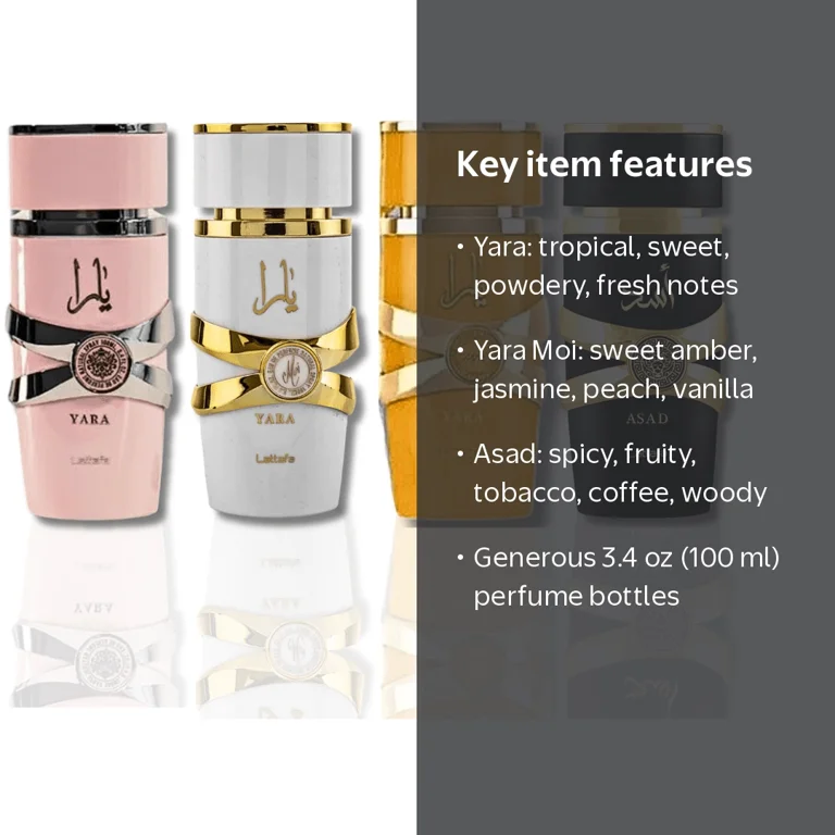 Lattafa Perfume Cologne Gift Set, 3.4 oz/100 ml Each, Yara + Tous