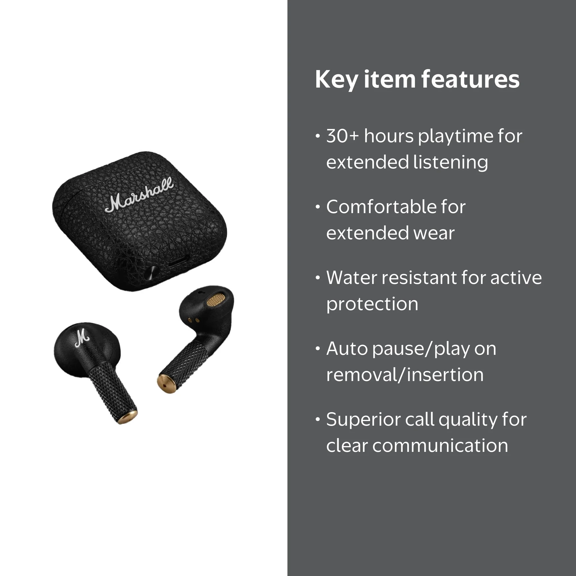 Marshall MINORIVBT Minor IV Wireless Earbuds - Black - Walmart.com
