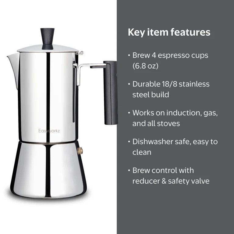 Free Shipping! Easyworkz Pedro 4 Cup Stovetop Espresso Maker