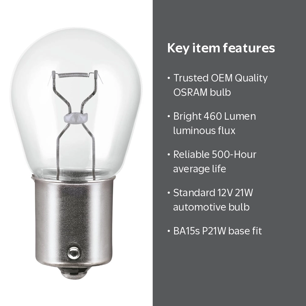 10-PK Osram 7506 P21W 12V 21W Original High-Performance Automotive