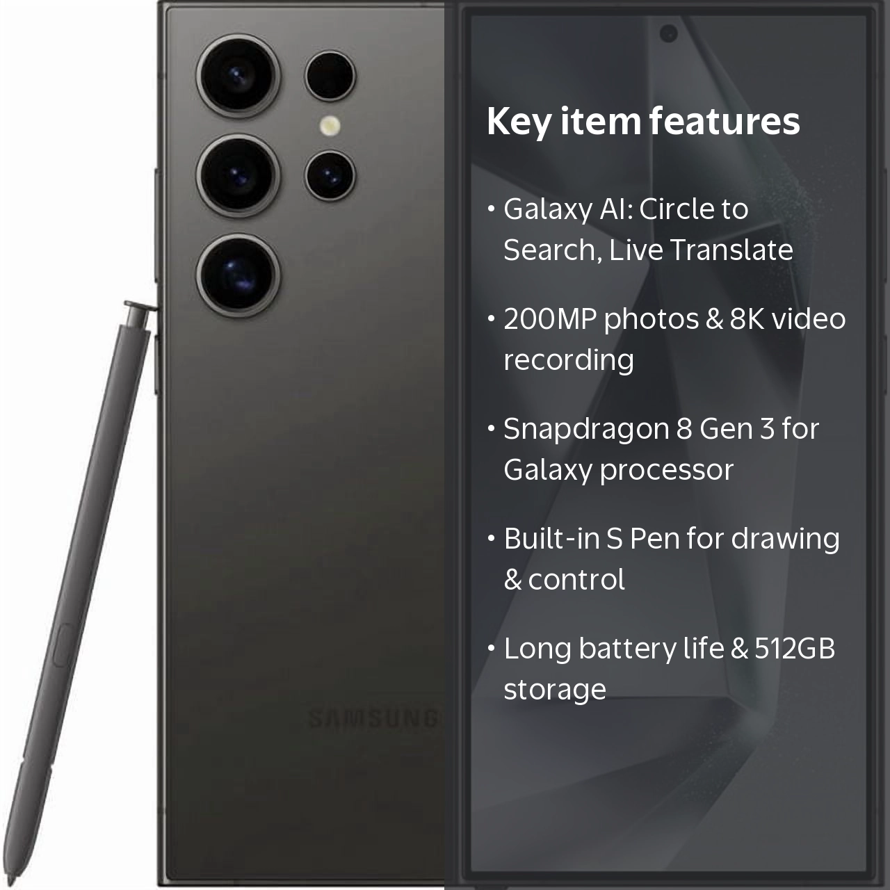 Samsung, Smartphone, 512GB, Unlocked Android with 200MP Camera
