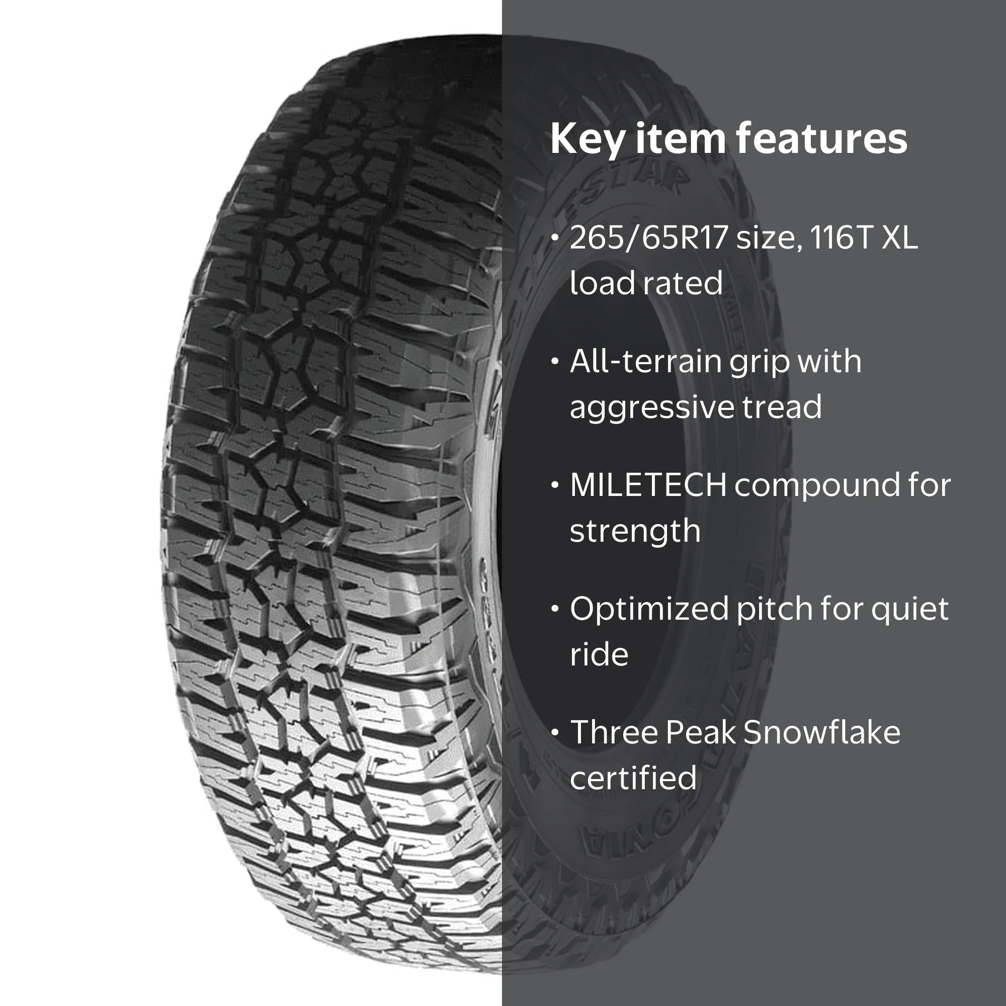 Milestar, SUV Crossover Tire, All Terrain, 265/65R17 - Walmart.com