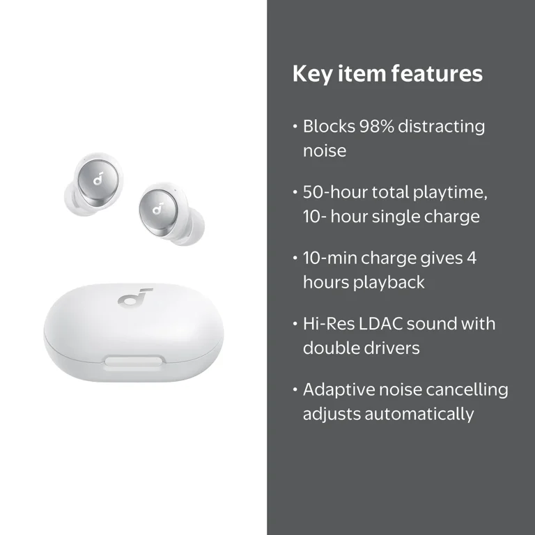【新品未開封】Anker Soundcore Space A40 ホワイト Soundcore by Anker Space A40 White Wireless Earbuds, Adaptive