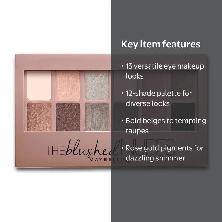 Maybelline New York The Blushed Nudes Eye Shadow Palette, 12-shade