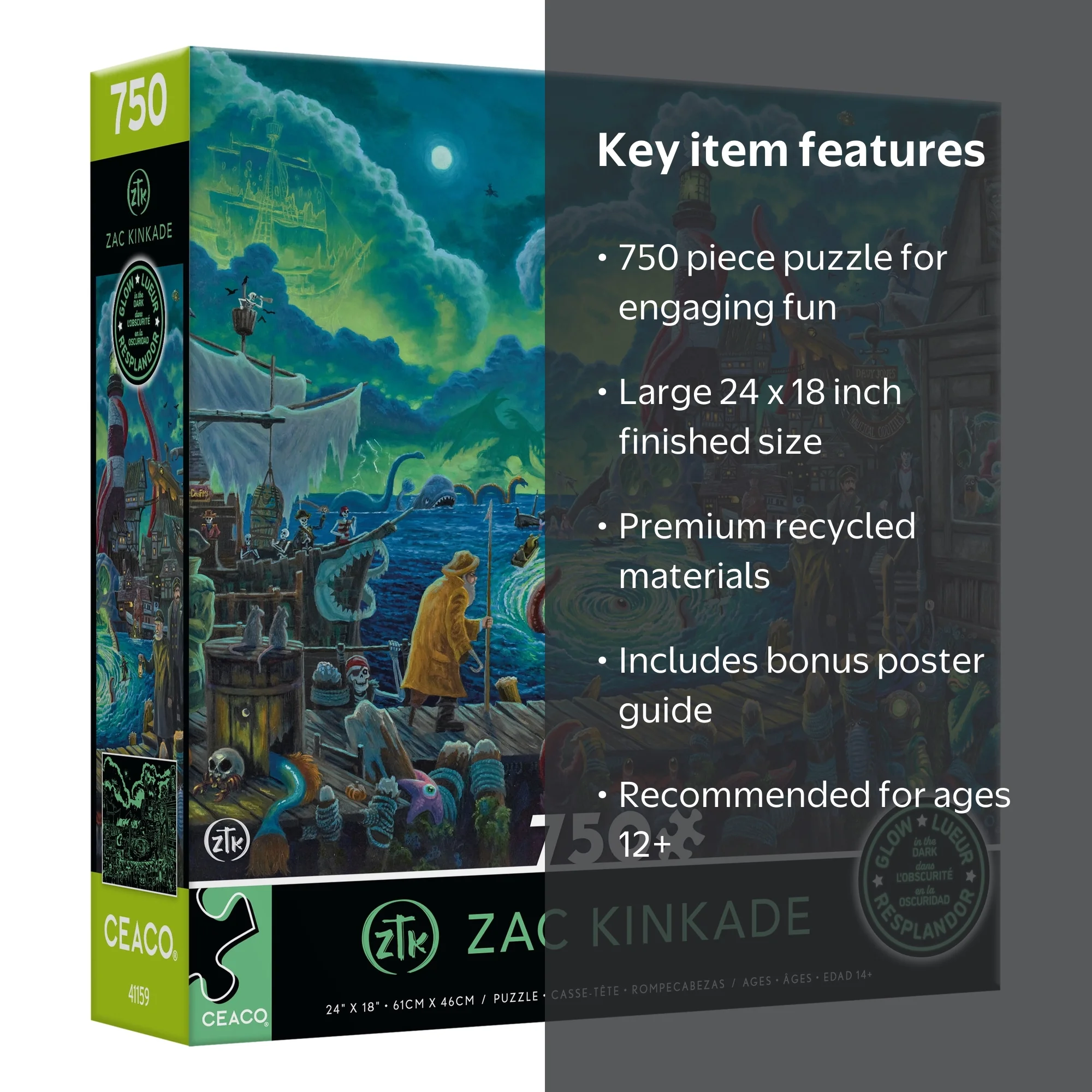 Ceaco Halloween at Horror Harbor Glow (Zac Kinkade) 750 Piece
