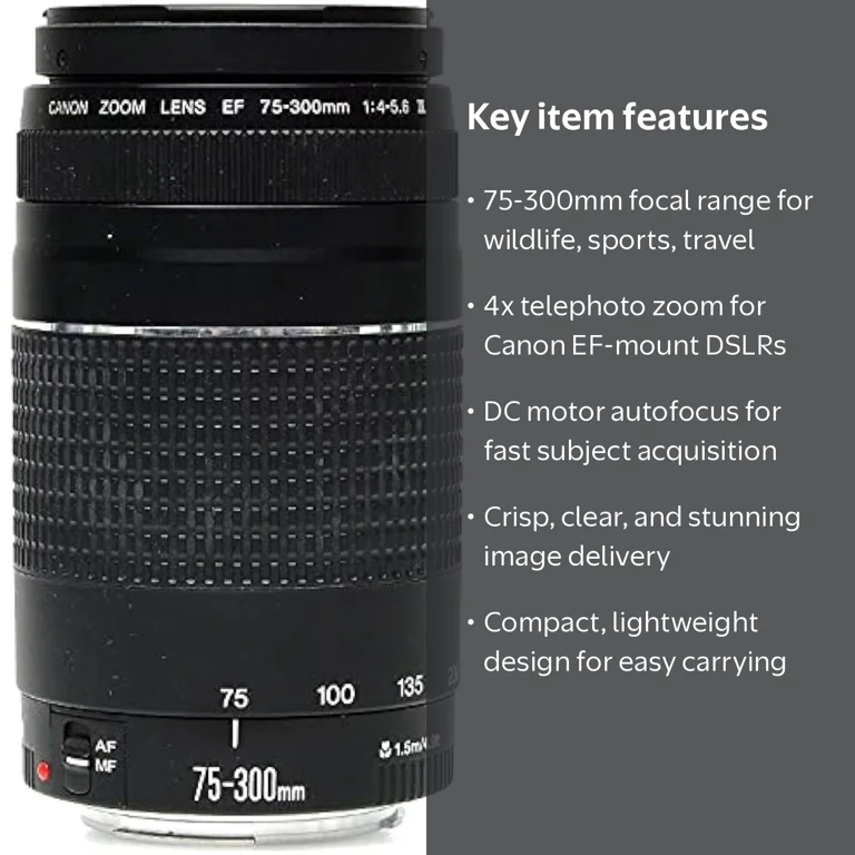 Canon EF 75-300mm F/4-5.6 III Lens (Sold without manufacturer