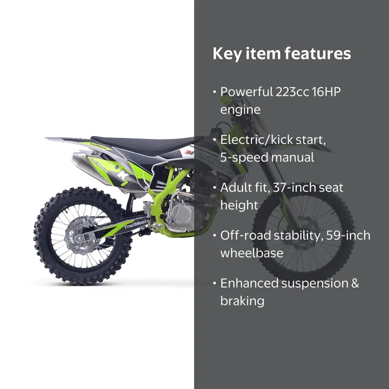 Trailmaster TM33 250cc Dirt Bike. Off-Road, LED Head Light, Manual