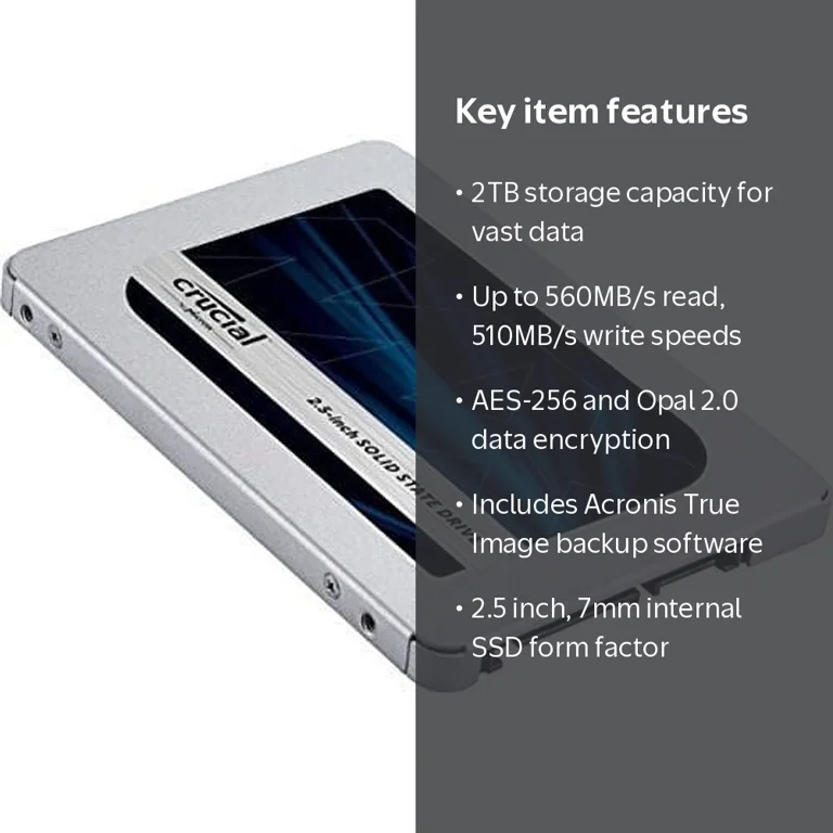 Crucial MX500 2TB 3D NAND SATA 2.5 Inch Solid State Drive SSD