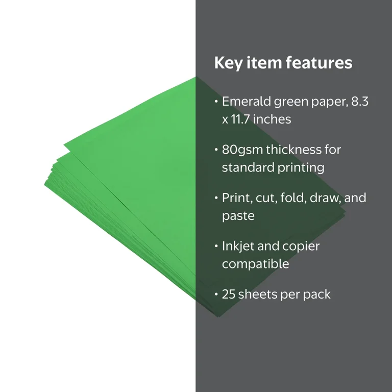 Uxcell 8.5x11 Inch Colored Copy Paper, Emerald Green, Standard