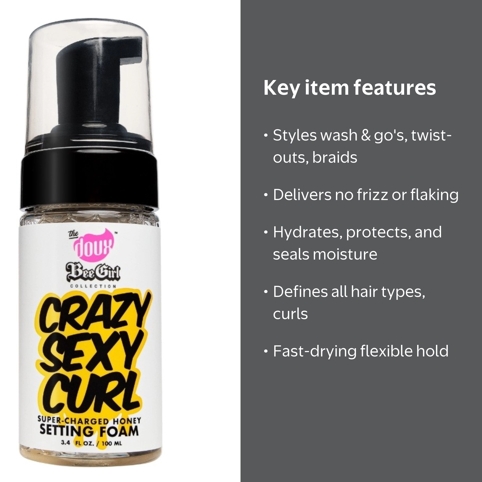 The Doux, Curl Setting Foam, 3.4 oz, Hydrates and Defines Curls