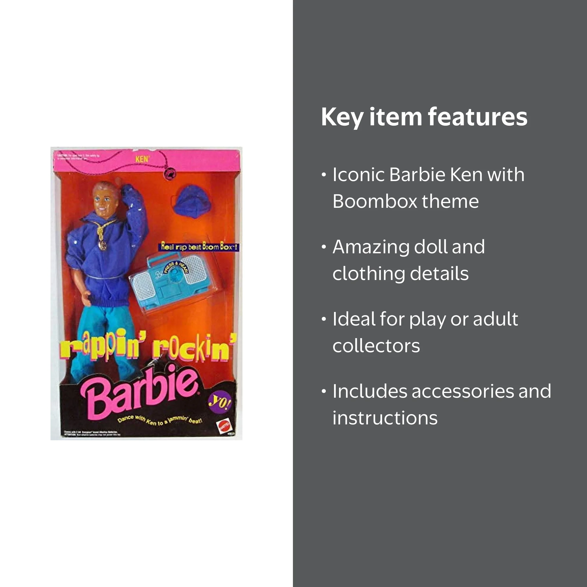 Barbie Ken Rappin' Rockin' Ken with Boombox - Walmart.com