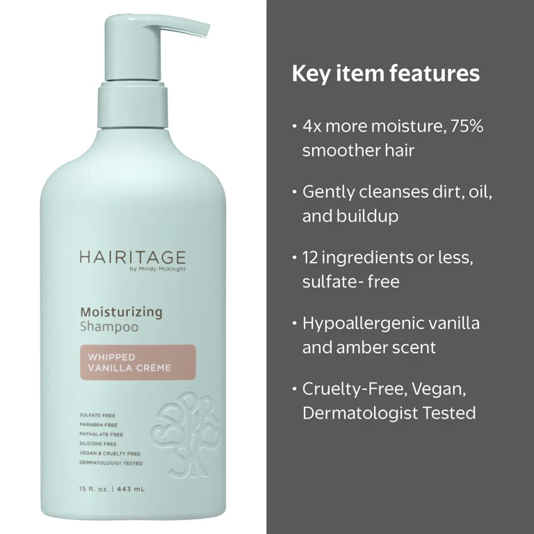 Hairitage Whipped Vanilla Crème Moisturizing Shampoo for All Hair