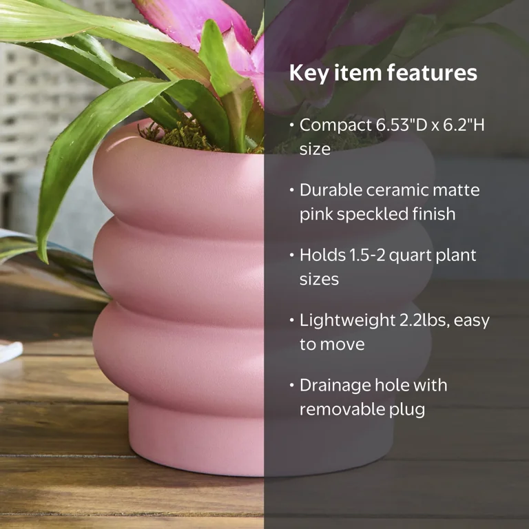 Better Homes & Gardens Pink Ceramic Bubble Planter 6.53 inch