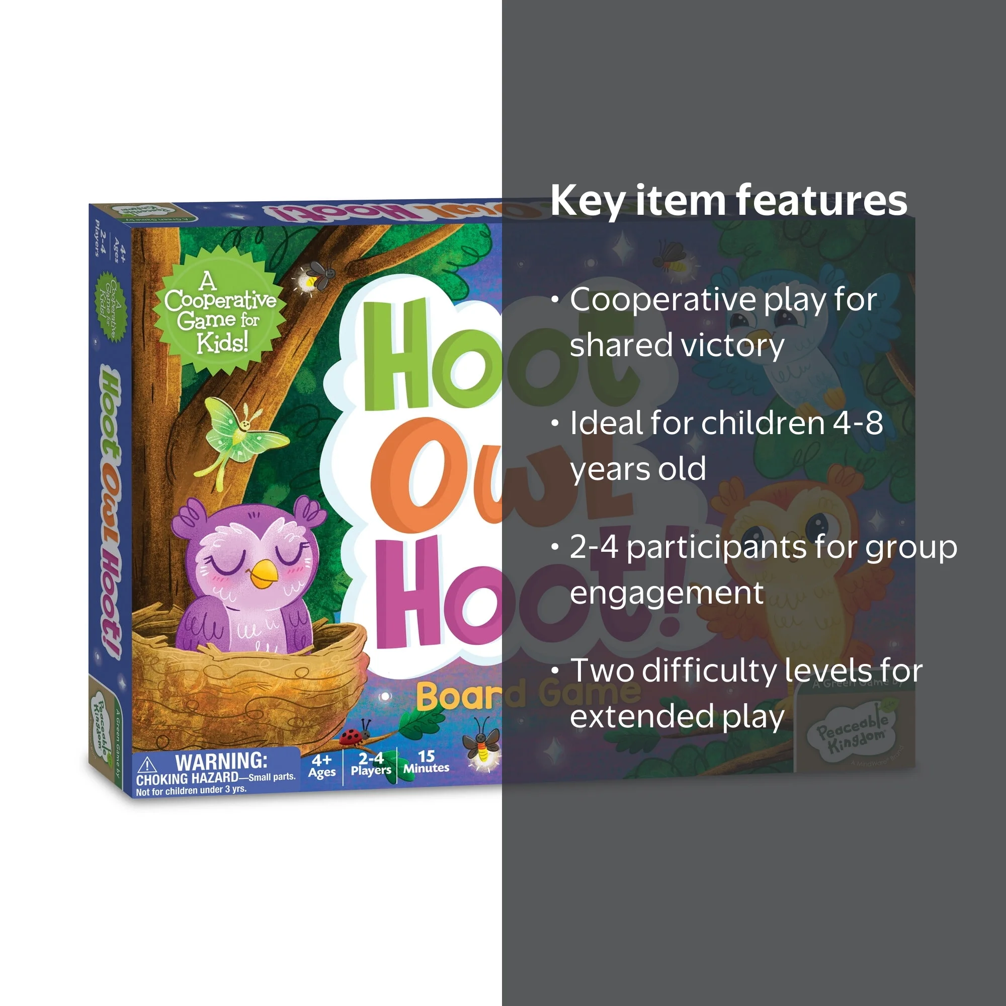 Peaceable Kingdom Hoot Owl Hoot Cooperative Color Matching Game