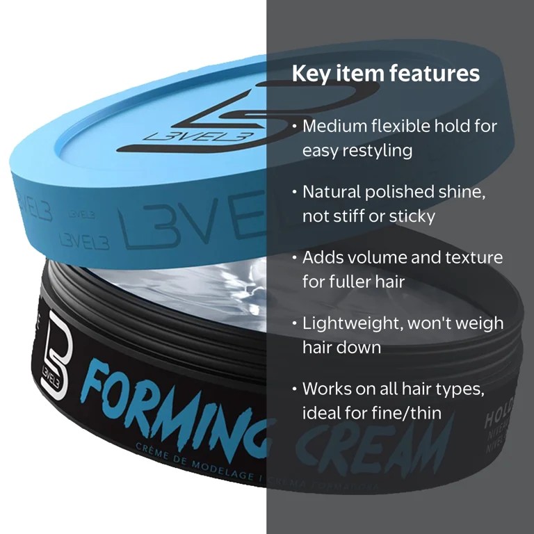 L3VEL3 Forming Cream - Medium Hold, Volume Boosting, Non-Sticky