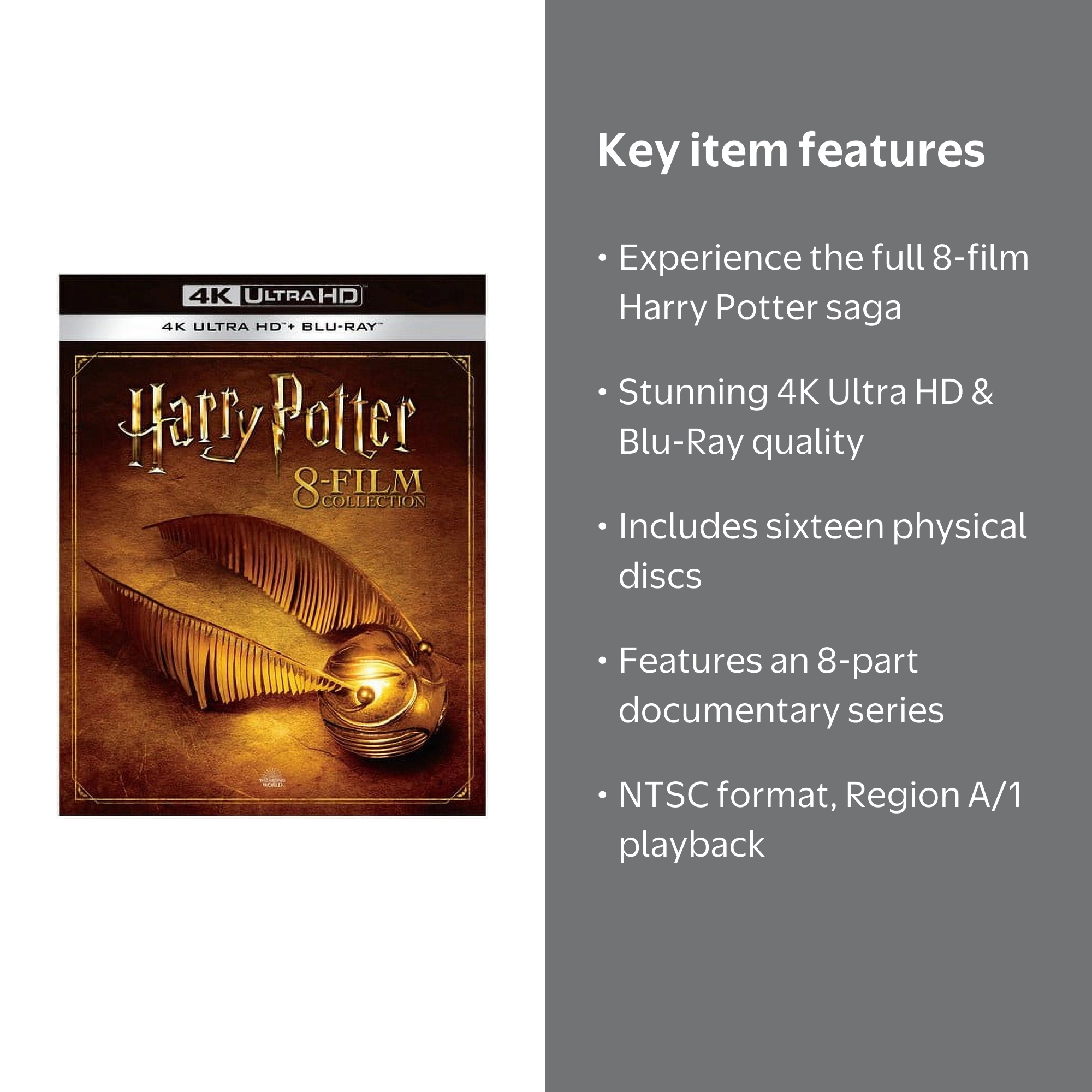 Harry Potter: 8-Film Collection 4K UHD + Blu-Ray, Complete Set