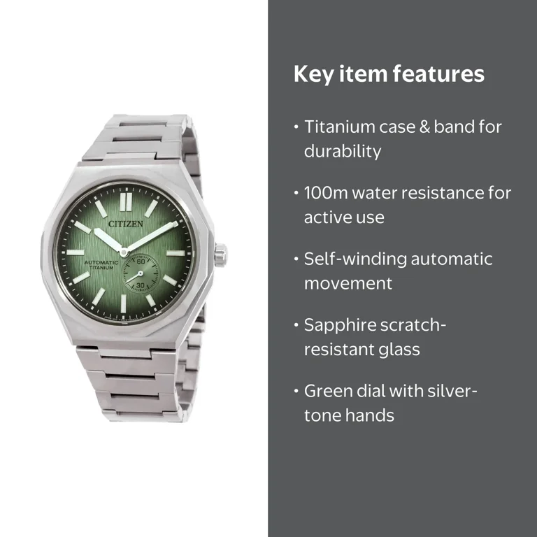 Citizen, Men's Watch, NK5020-58X, Green Dial with Silver Band