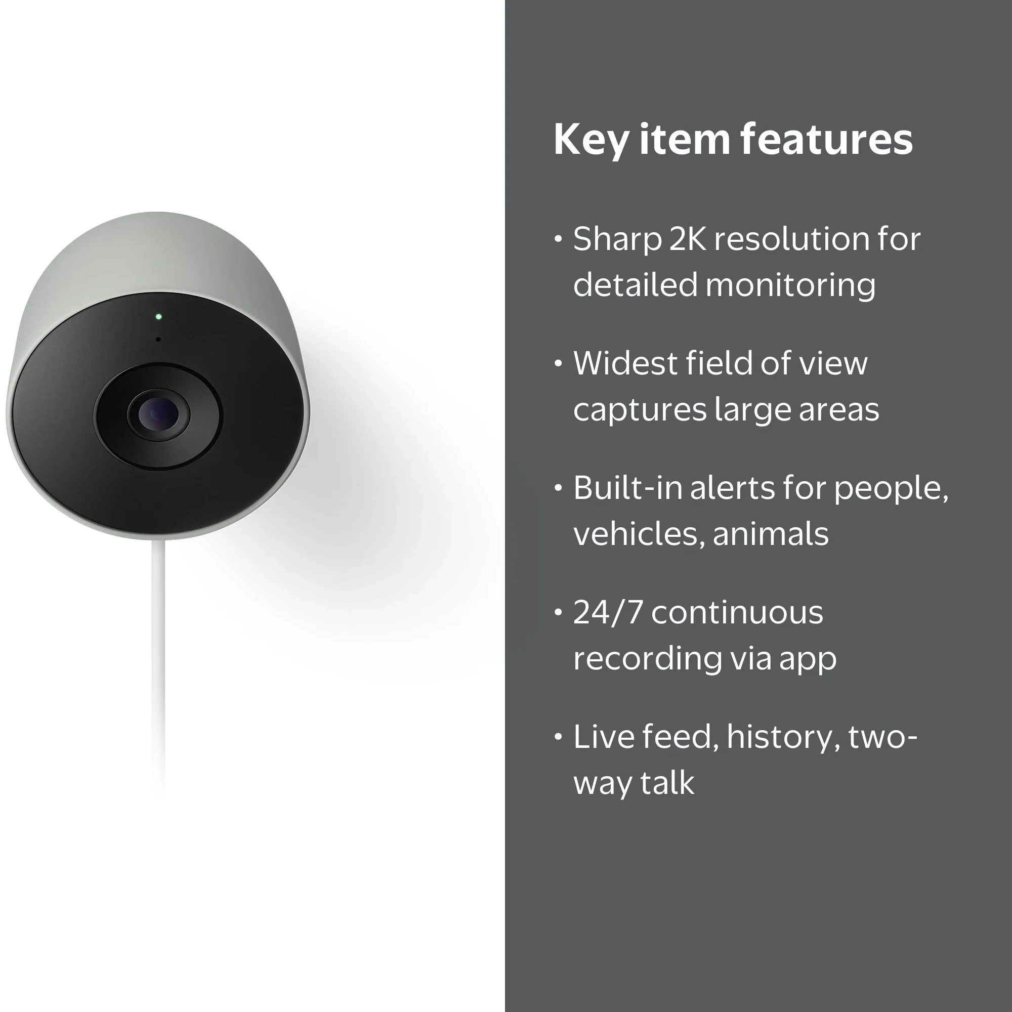 Google Nest Cam Outdoor Security Camera 2nd Gen with 2K Video and