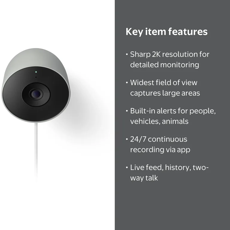 Google Nest Cam Outdoor Security Camera 2nd Gen with 2K Video and