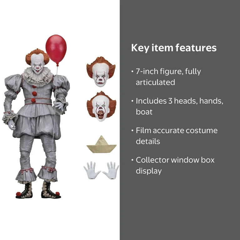 NECA, IT 7‚Äù Scale Action Figure, Pennywise 2017, Multicolor
