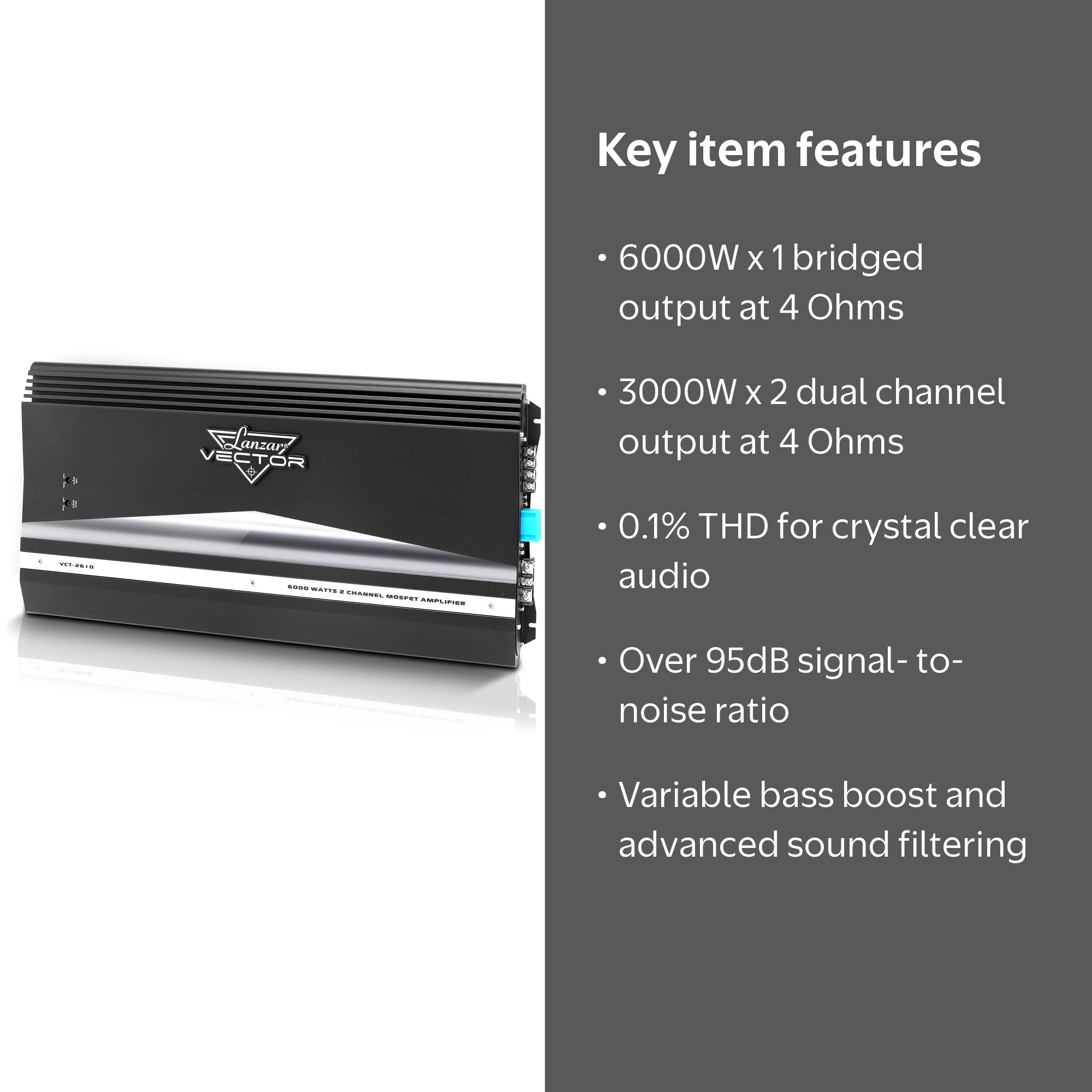 Lanzar Audio VCT2610 6000W 60A 2 Channel Car Amplifier Power Amp