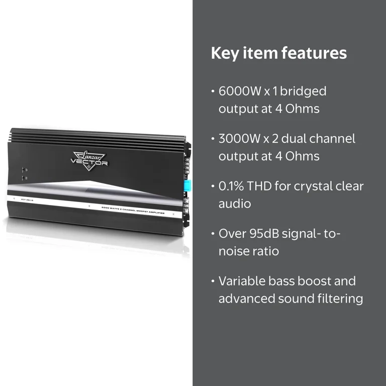 Lanzar Audio VCT2610 6000W 60A 2 Channel Car Amplifier Power Amp