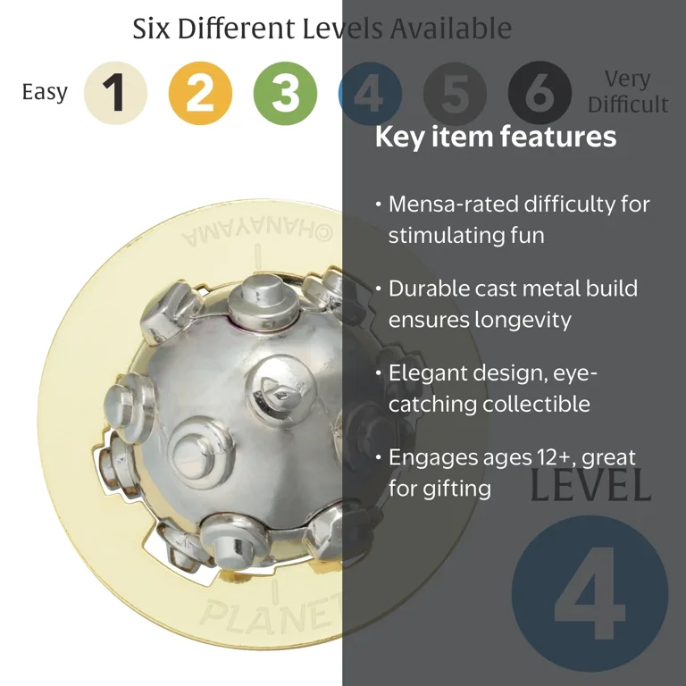 BePuzzled, Planet Hanayama Metal Brainteaser Puzzle Level 4 Ages
