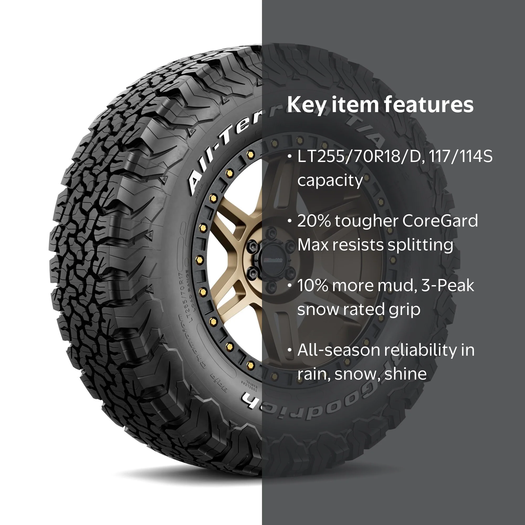 Free Shipping! BF Goodrich All-Terrain T/A KO2 All-Season LT255