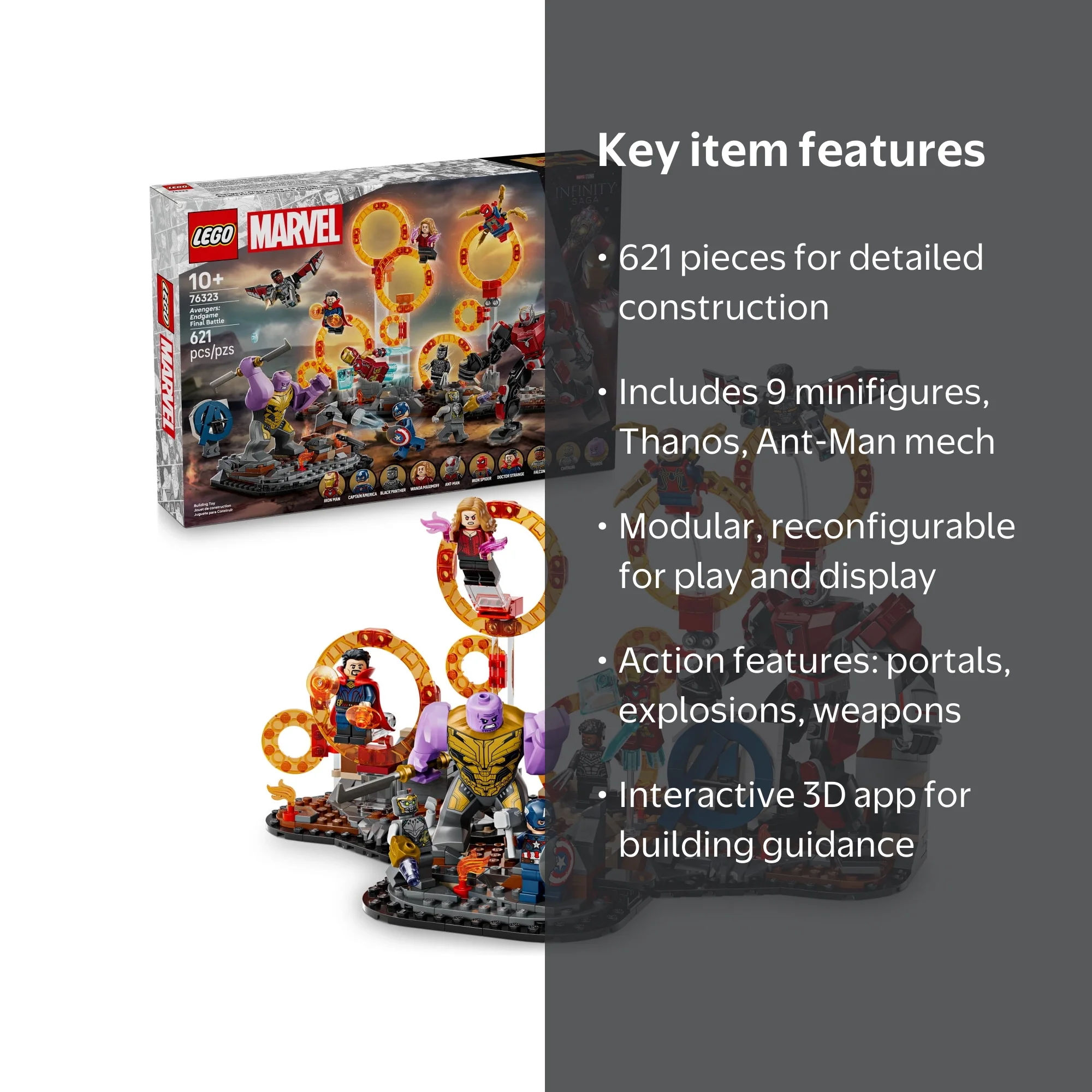 LEGO Marvel Avengers Final Battle Set, Ages 10+, 76323 with 10
