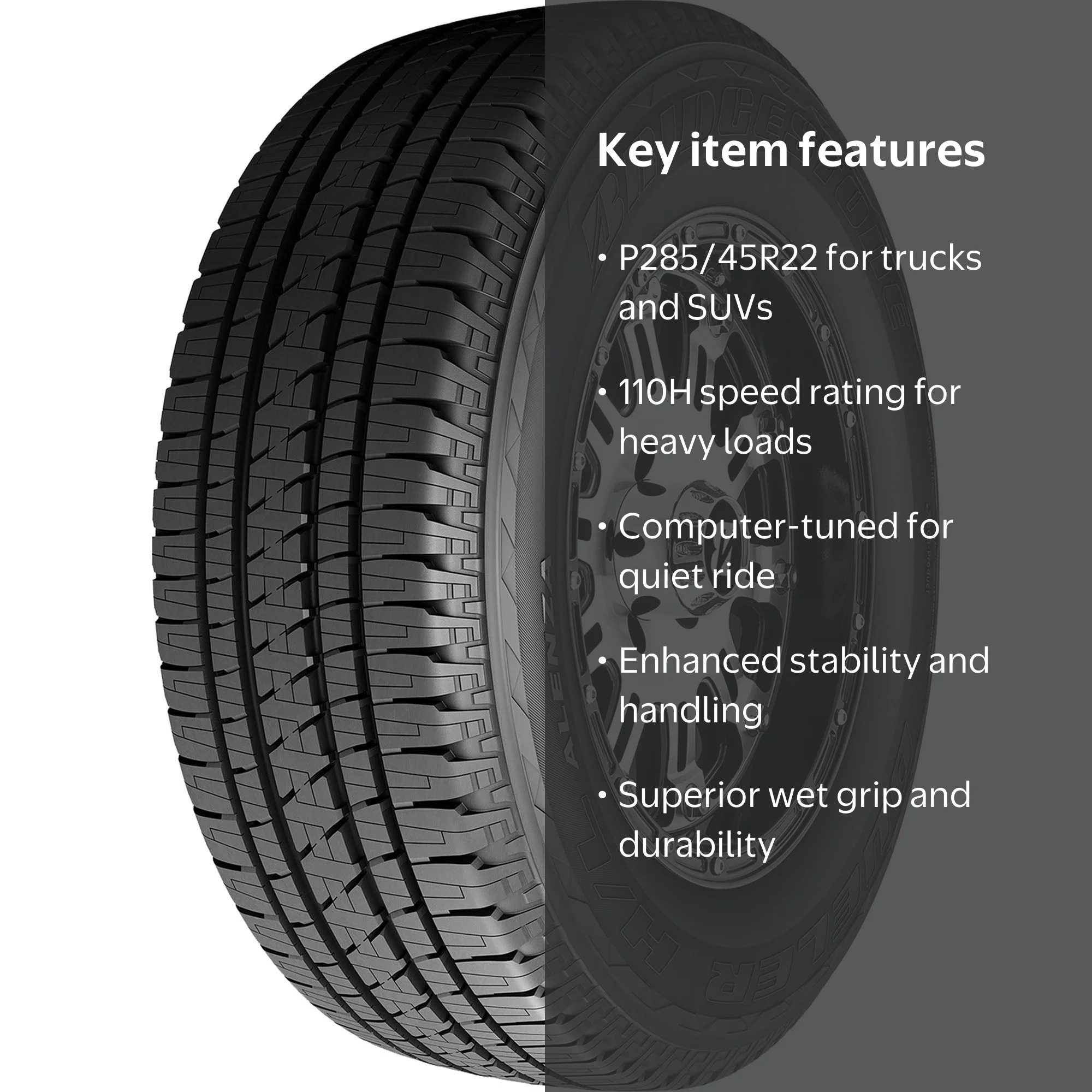 Free Shipping! Bridgestone Dueler H/L Alenza 285/45R22 110H Tire