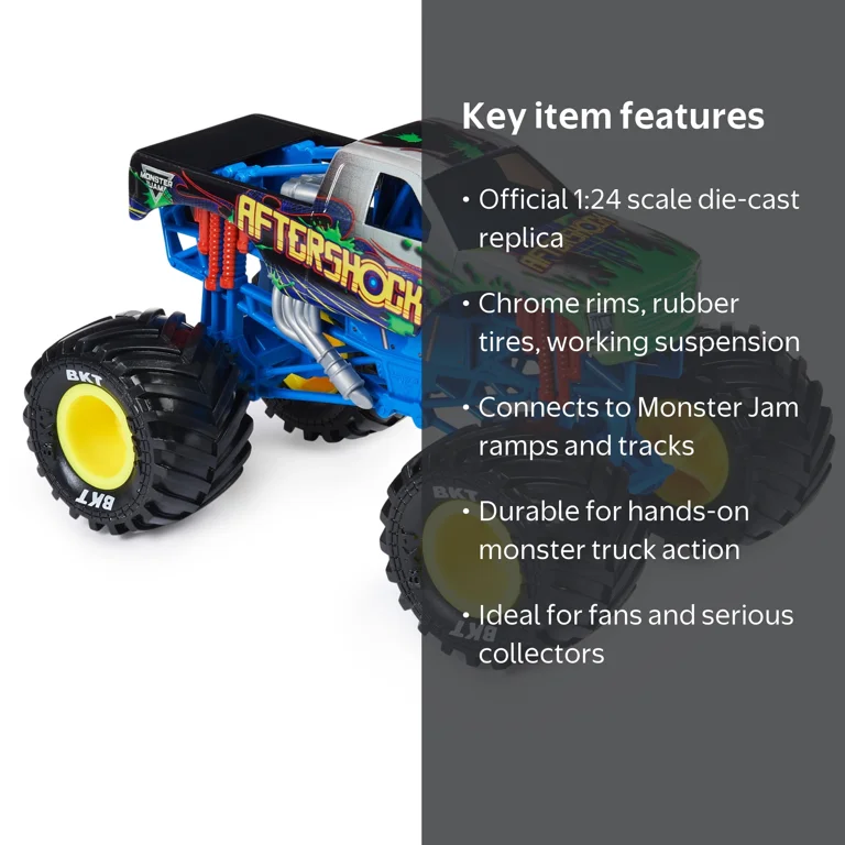 Monster Jam, Official Aftershock Monster Truck, 1:24 Die-Cast