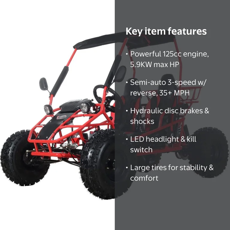 X-Pro New Rover 125cc Gas Powered Go Kart 3 Semi-Automatic