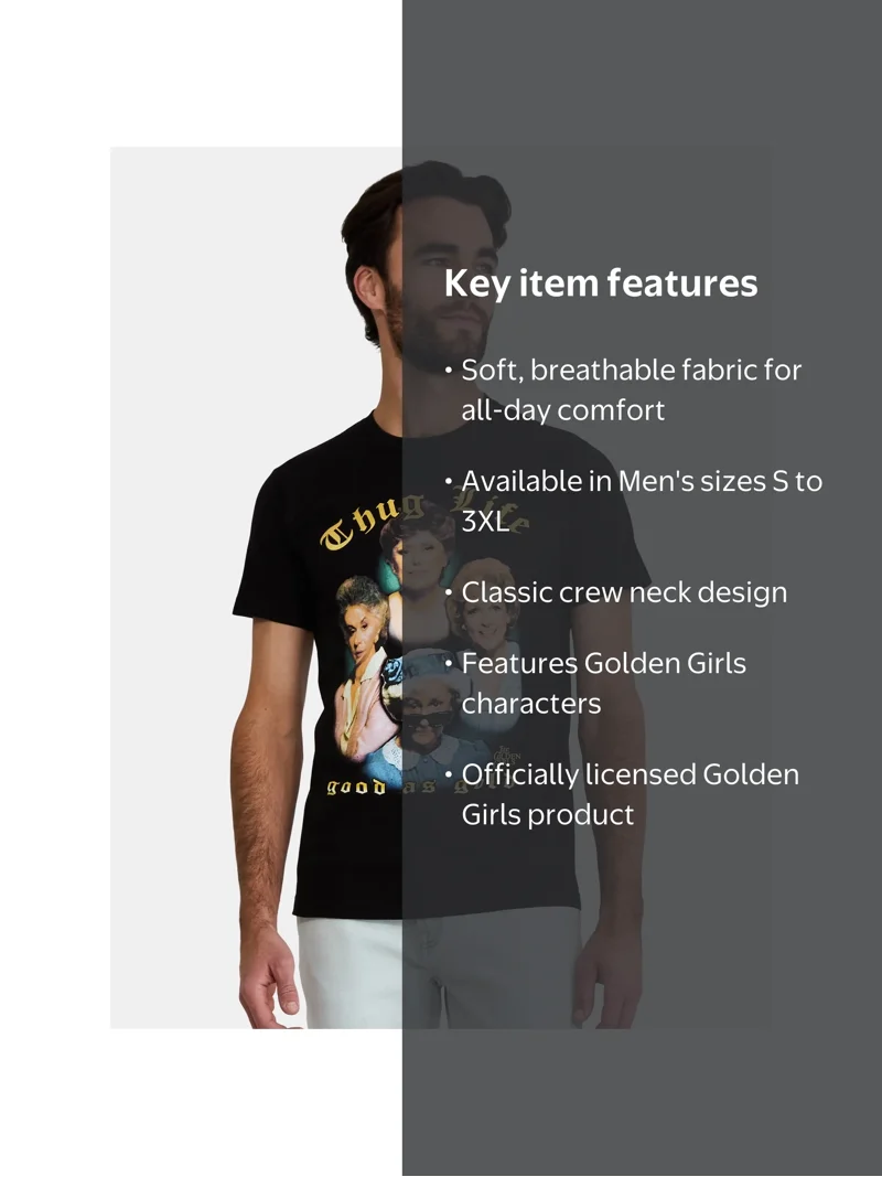 グクGOLDEN L/S T-SHIRT (BK_L) Golden Girls Men's & Big Men's Thug Life Good As Gold Graphic Tee