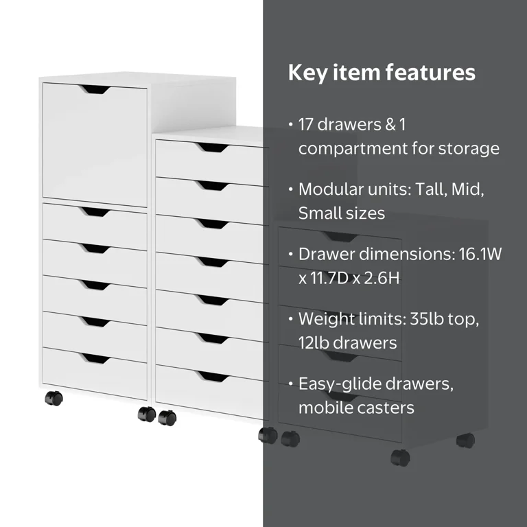 Winsome Halifax 3-Pc Multi-Drawer Storage Cabinet Set 10395, White