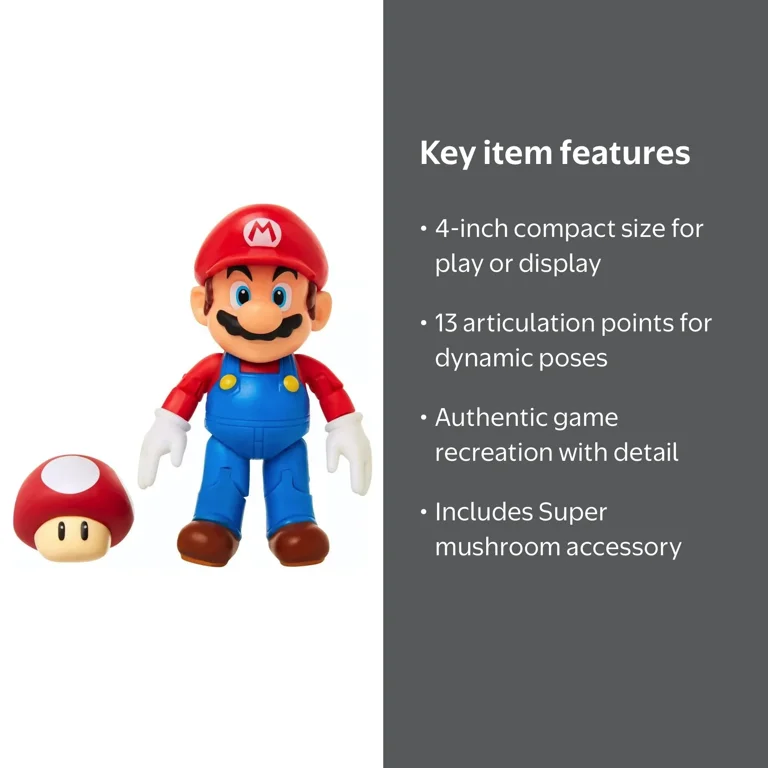 Nintendo Super Mario 4 inch Mario Action Figure with Red Power up