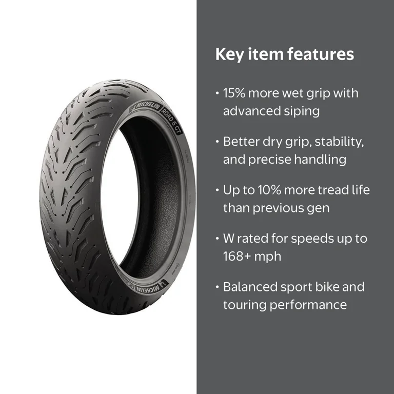 Michelin, Motorcycle Tire, 190/55ZR-17, Road 6 GT Rear - Walmart.com
