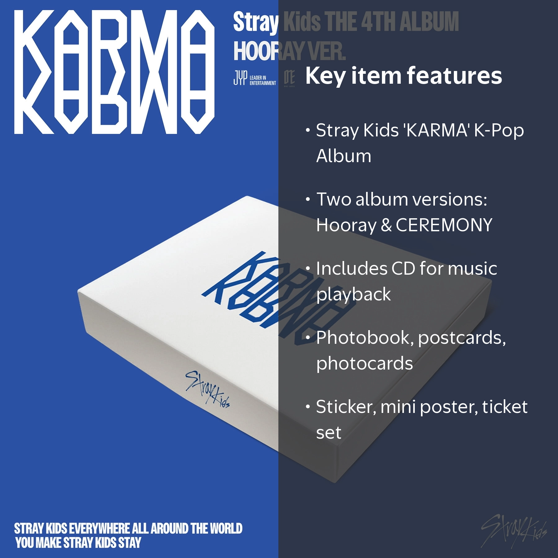 JYP Entertainment, Stray Kids Karma Hooray Ver. CD, Music K-Pop