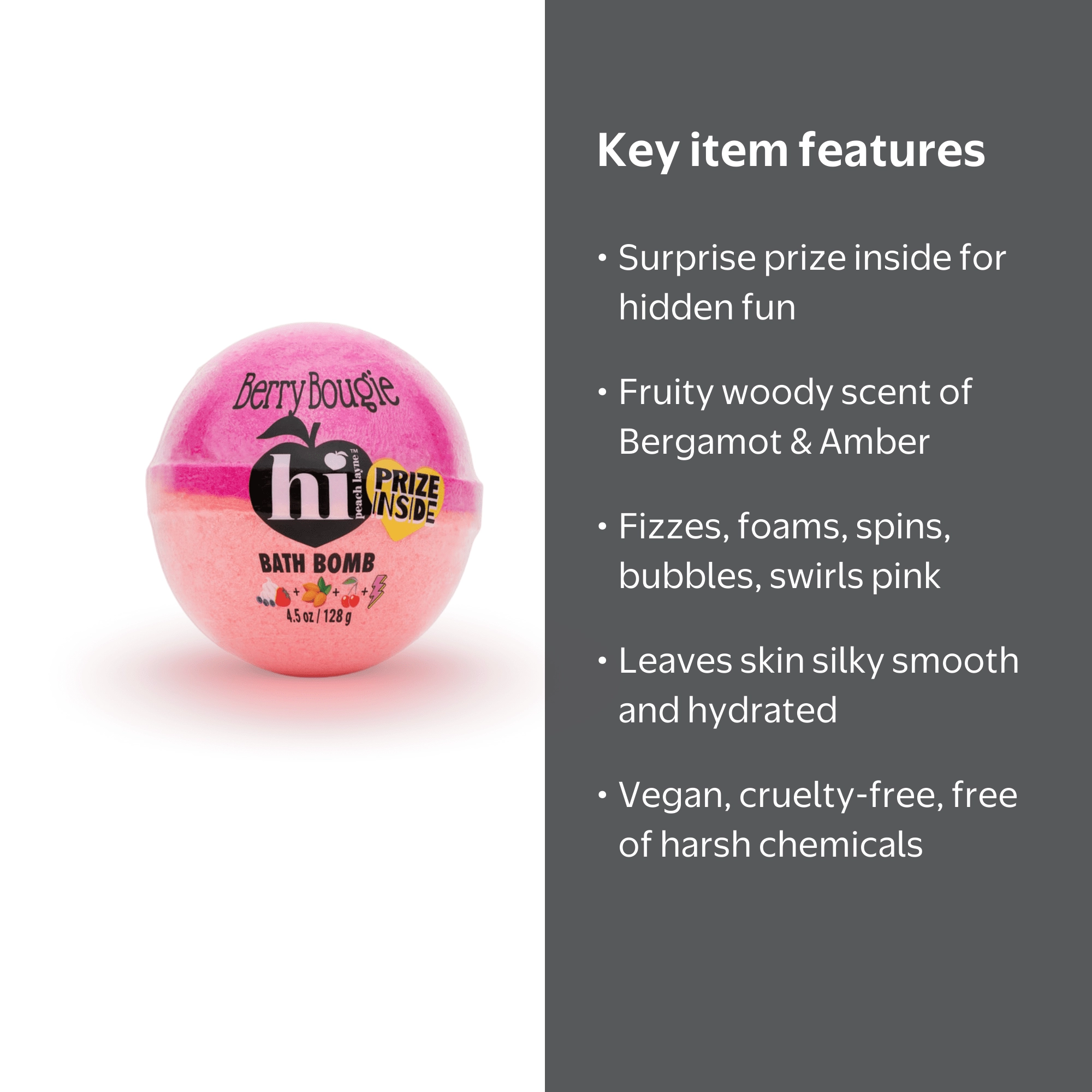 Hi Peach Layne Berry Bougie Hot Pink and Peach Bath Bomb with