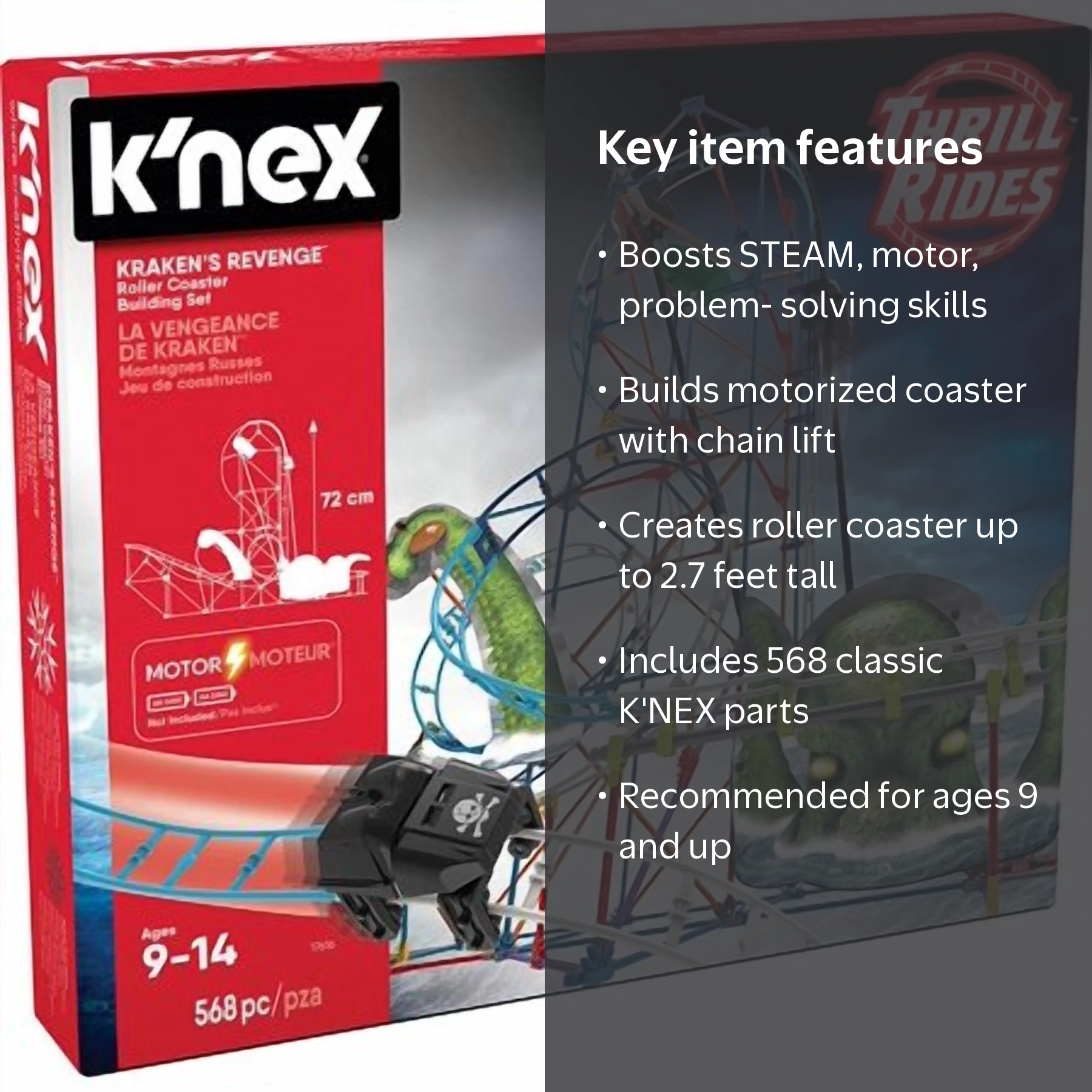 K'NEX Thrill Rides-Kraken's Revenge Roller Coaster Set, 568 pcs