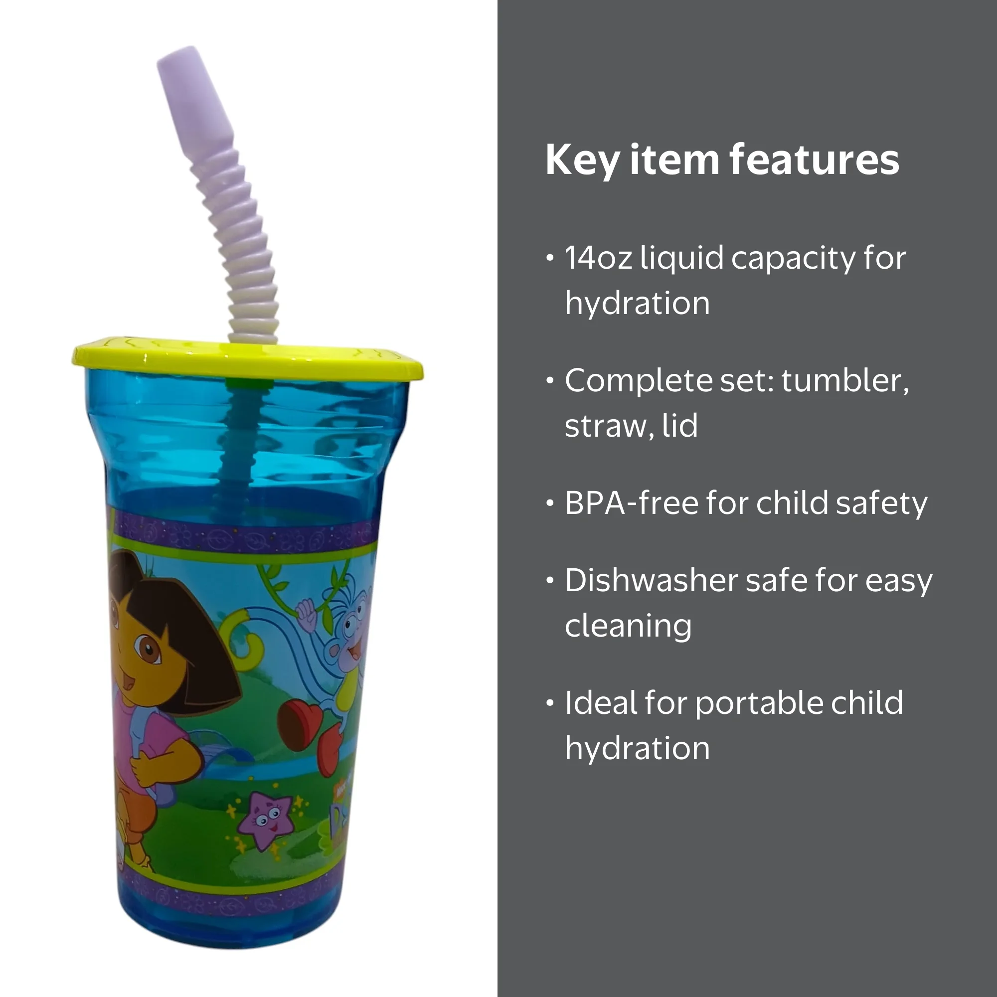 Dora the Explorer 14oz Cup Tumbler with Straw and Lid - Walmart.com