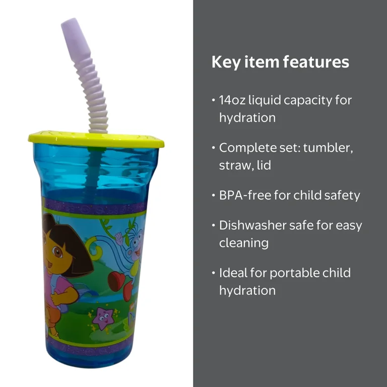 Dora the Explorer 14oz Cup Tumbler with Straw and Lid - Walmart.com