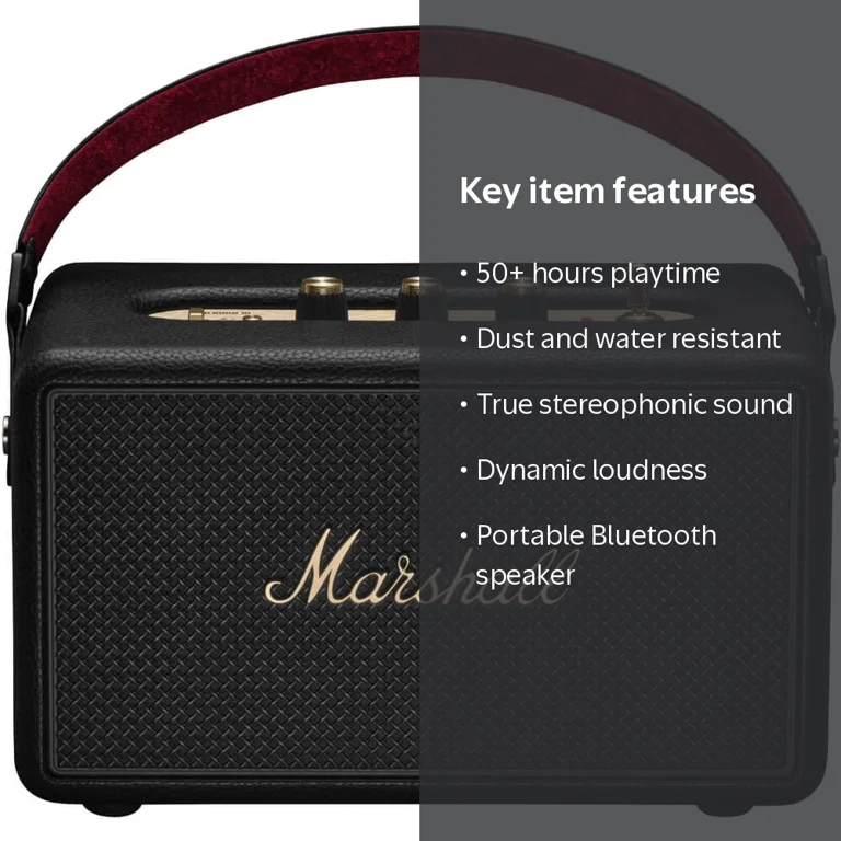 Marshall, Kilburn III Portable Bluetooth Speaker, Black - Walmart.com