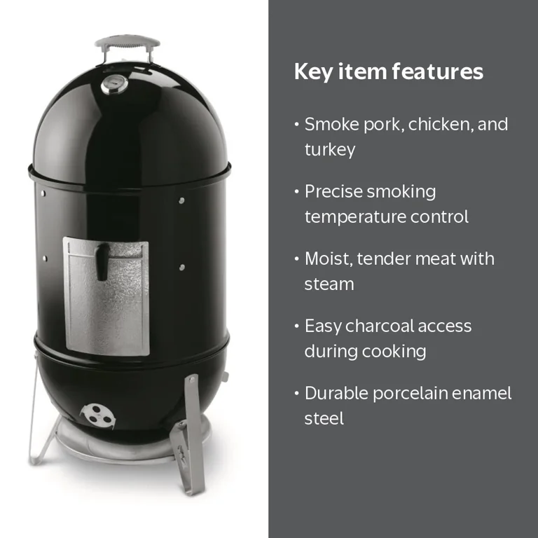 Weber, Charcoal Smoker, 18-Inch, Black, with Adjustable Vents